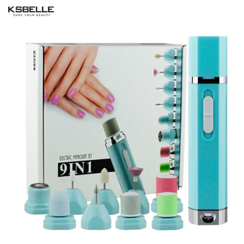 

9 in 1 Electric Nail Polisher Grinding Machine Multifunctional Dead Skin Removal Buffer File Pedicure Manicure Nail Grinder Tool