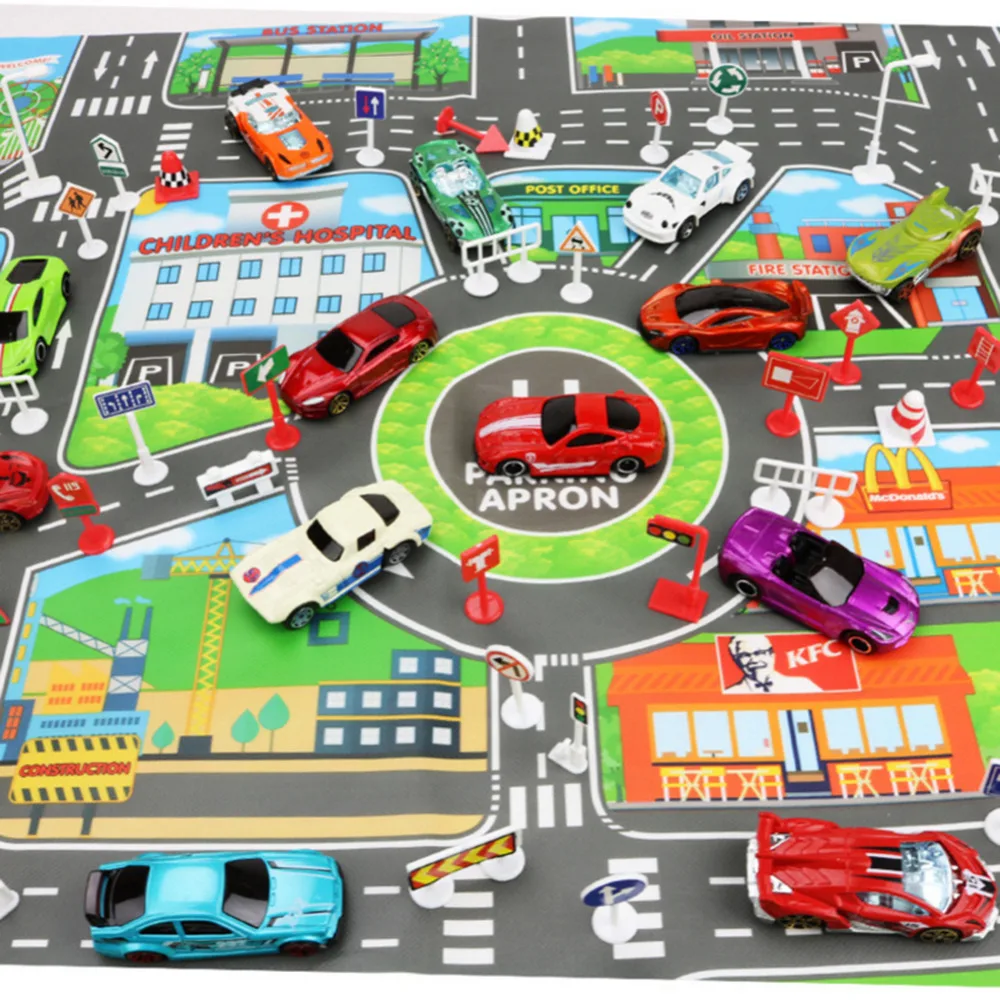 Детская дорожная дорожка игровой коврик игрушки автомобиль городская парковочная карта Английская версия городская парковочная карта