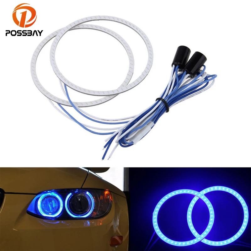 

POSSBAY Universal 2x LED Chips COB Ring 60/70/80/90/100/110mm Car Angel Eyes Headlight Halo Ring Light Blue Fog Headlight Lamp