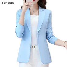 Lenshin, новинка, модный Блейзер, S mple, куртка для женщин, два кармана, куртка яркого цвета, верхняя одежда на одной пуговице, женские офисные Топы