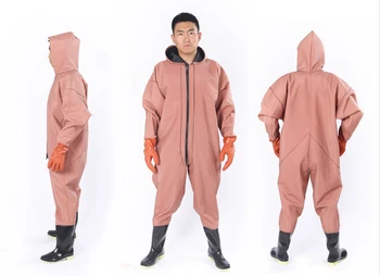 1mm Women Waterproof Suit Fishing Breathable Chest Waders Boots Respirant Shoes Fishing Overalls Strong Double-layer Rubber+PVC