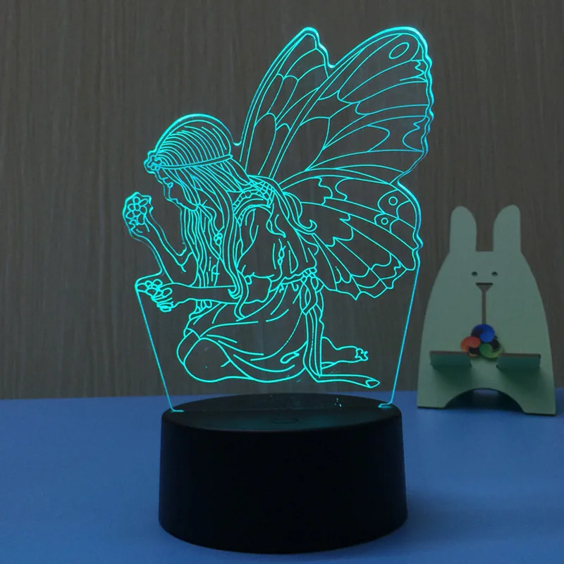 

Elf Shape 3D LED Lamp Night Light for Chilren LED Illusion Atmosphere Sleep Table Lamp Touch Colors Changing Light Novelty Gift