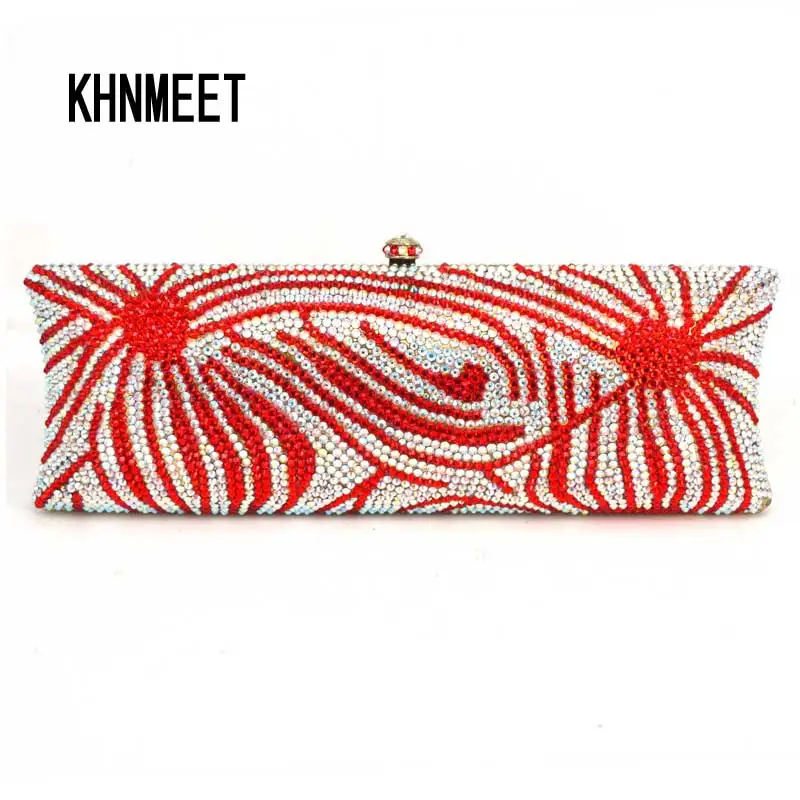 Mariage Soirée Rouge Parti Sac Flamme Cupcake De Femelle Bourse Luxe Paquet Bag D'embrayage Mode Embrayages Pochette Élégante Femmes Longue Cristal Sc541 Xwq66B