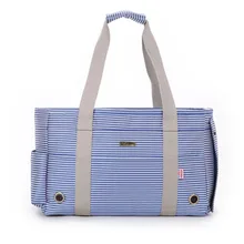 Синяя полосатая полиэфирная модная переноска для собак Сумка с дырками для дыхания модная маленькая сумка для щенков