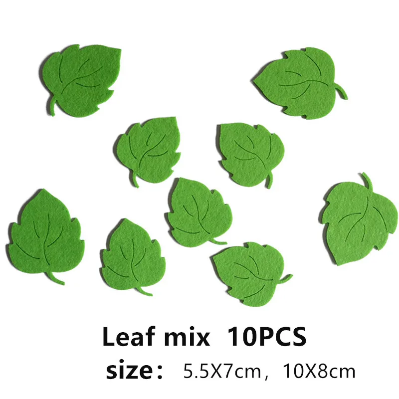 Leaf mix 10PCS Фетровая коробка для игрушек ручной работы, украшение цветов, наклейка, детские наборы инструментов для рукоделия, декорирование школьных комнат, настенные мероприятия, вечерние, тканевые, праздничные, домашние, настенные - Цвет: Leaf mix 10PCS