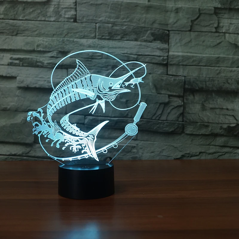 Светодиодная 3d лампа для рыбалки ночсветильник с питанием от USB и сенсорным