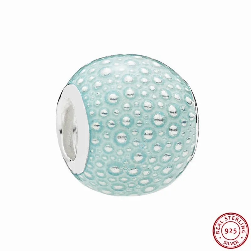 Полупрозрачные бусины из стерлингового серебра 925 пробы с эмалью цвета морской волны DIY Fit PANDORA Подвески для изготовления ювелирных изделий на браслетах FL702B
