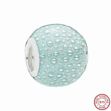 Полупрозрачные бусины из стерлингового серебра 925 пробы с эмалью цвета морской волны DIY Fit PANDORA Подвески для изготовления ювелирных изделий на браслетах FL702B
