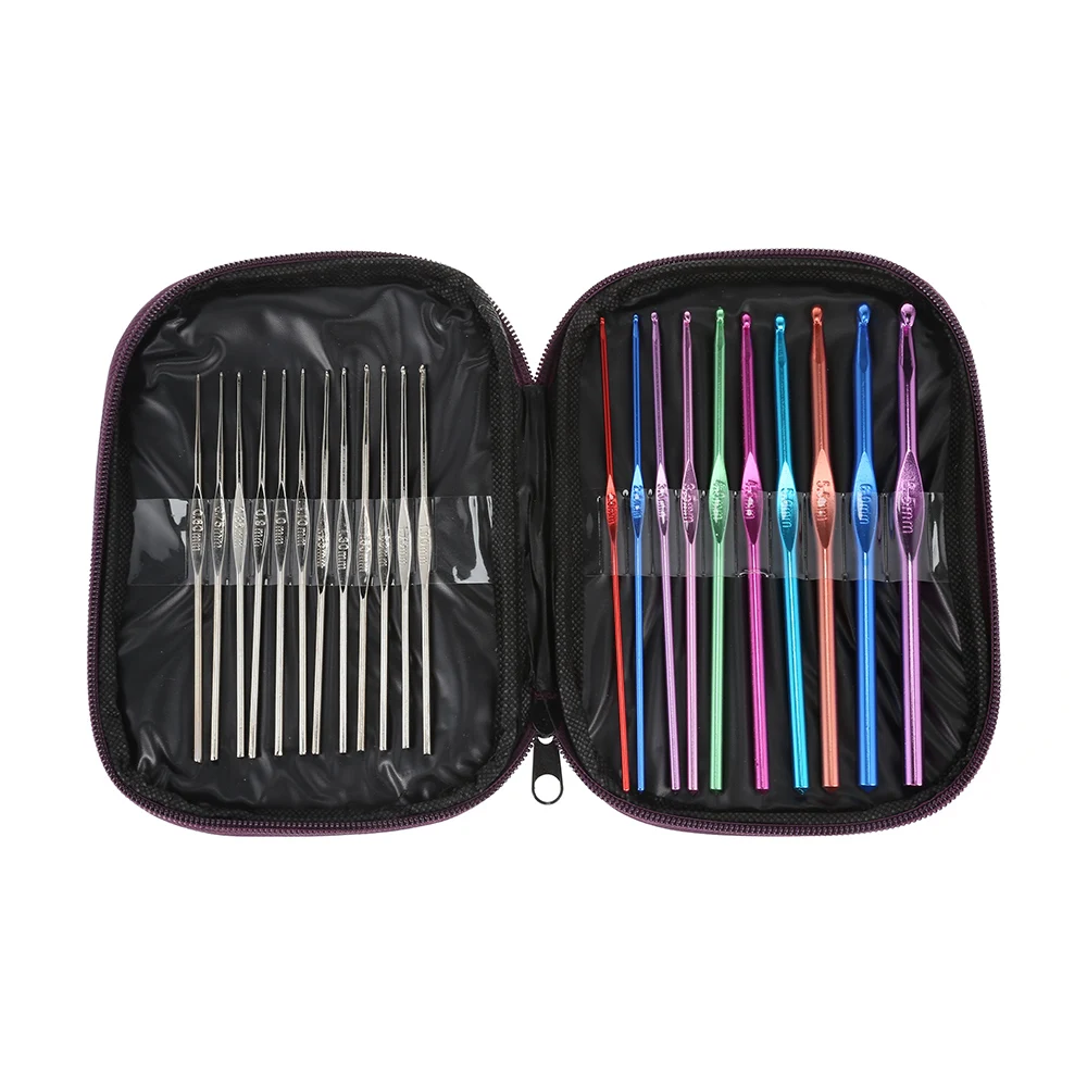 22pcs Multi Coloured Knitting Needles Set Aluminum Crochet Hooks