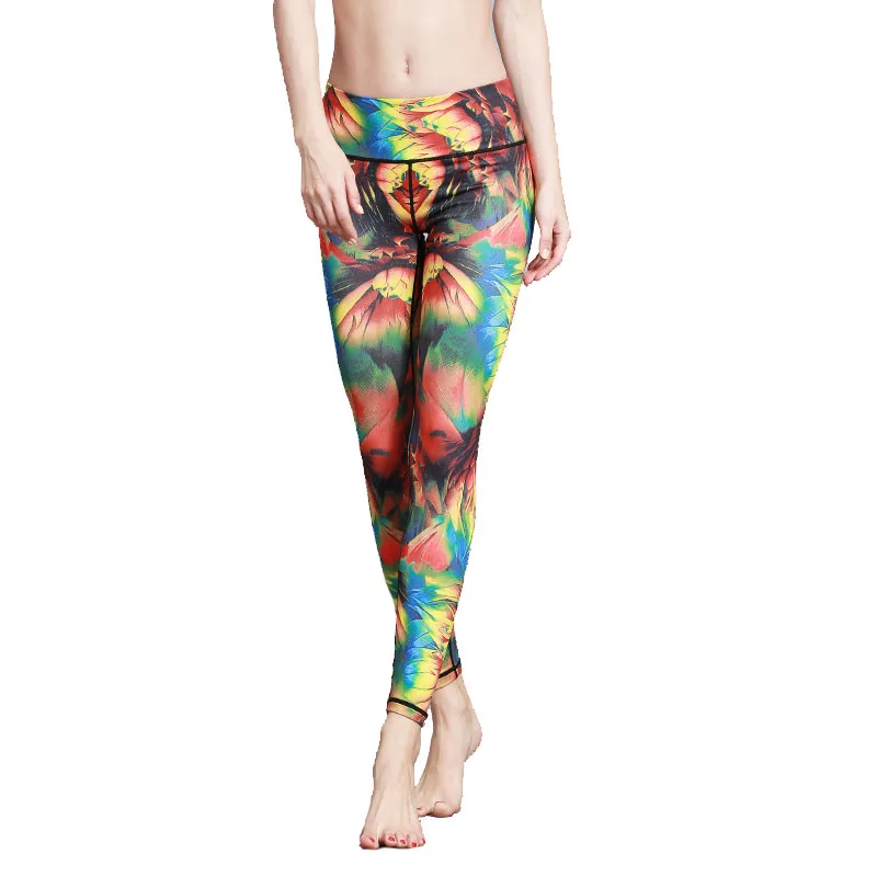 

New High Waist Fitness Sexy Yoga Pants Women'S Print High Elasticity Trousers Breathable Slim Fit Sports Skinny Cropped Leggings