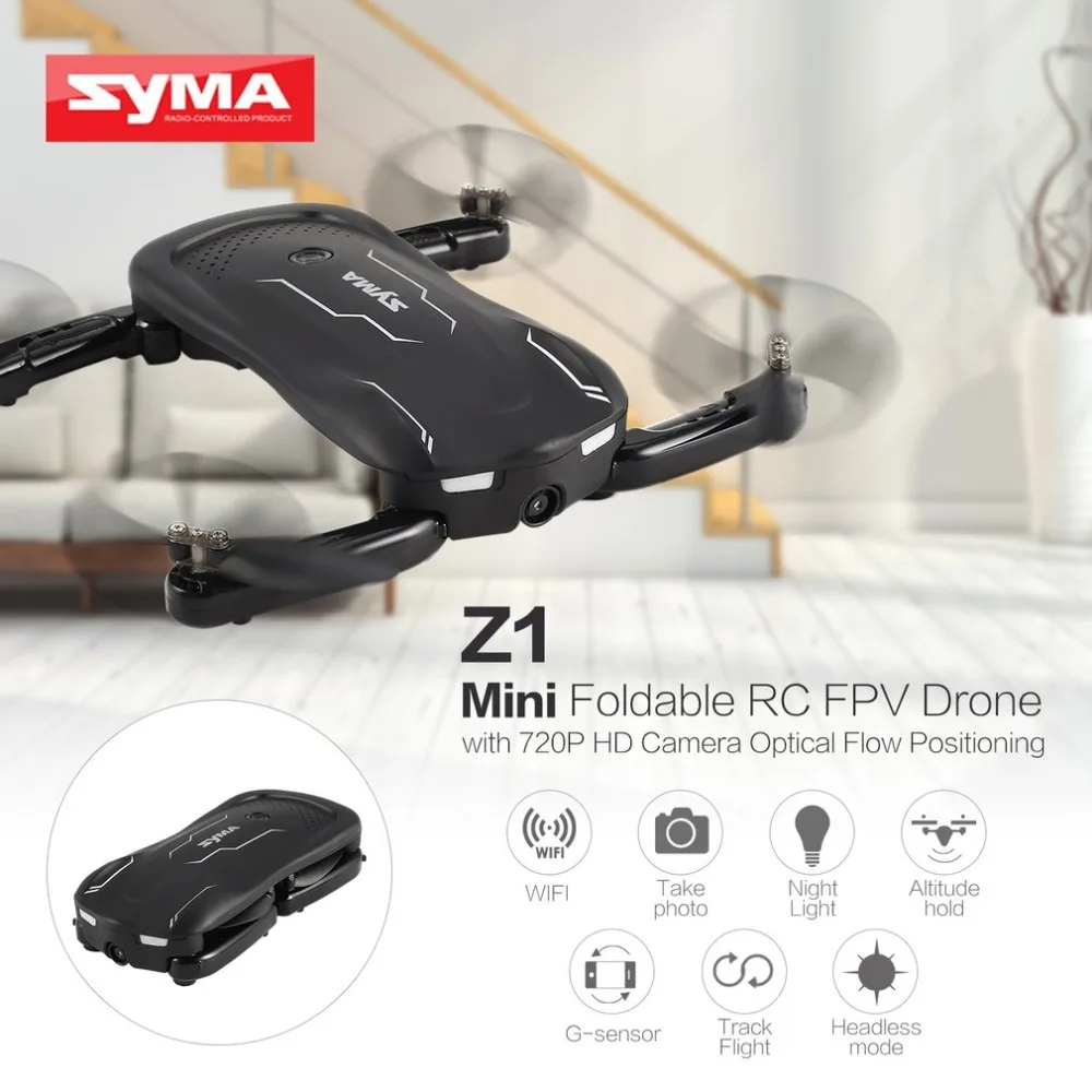 

Syma Z1 2.4G FPV Foldable Smart RC Drone RC Quadcopter with 720P HD Wifi Camera Real-time Altitude Hold Optical Flow Positioning