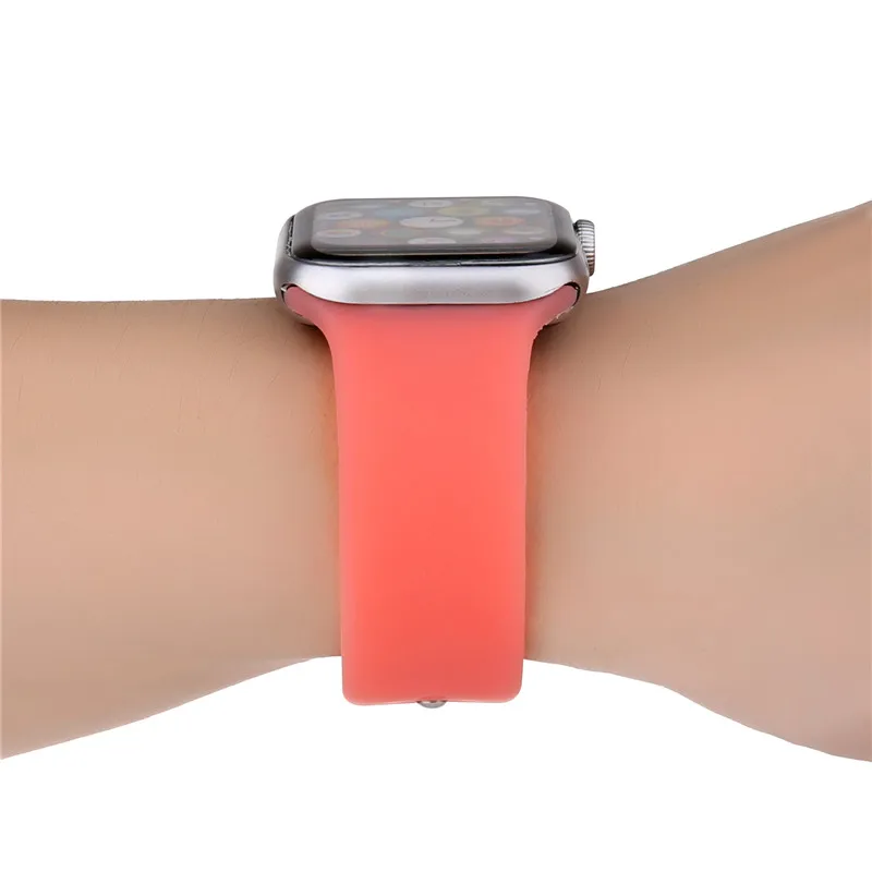 Orange red Мягкий сменный силиконовый ремень 44/40 мм для наручных часов Apple Watch, версии 4 спортивный браслет наручный ремень 38, 42 мм, версия, аксессуары для наручных часов Iwatch 3/2/1 - Цвет ремешка: Orange red