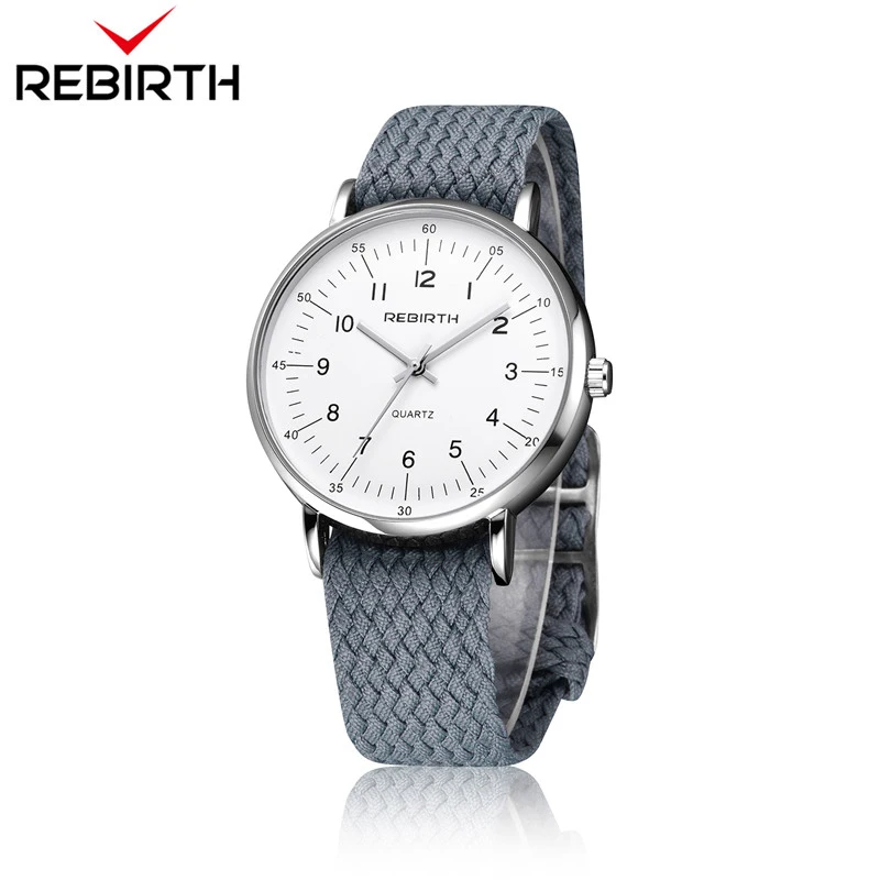 

2018 New Fashion Watch REBIRTH Top Brand Luxury Casual Men quartz-watch Nylon Weave Strap Sport Male Clock Man Wristwatches gift