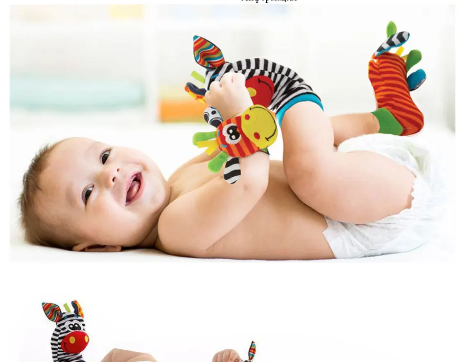 0-12 monate Baby Spielzeug Baby Rasseln Spielzeug Tier Socken Handgelenk Strap + Rassel Baby Fuß Socken Bug Handgelenk band Baby Socken