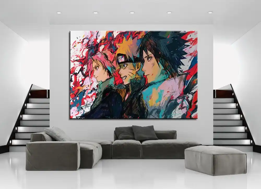 キャンバスプリントポスター壁アートのための1個アニメ落書き文字ナルト現代のホームインテリア絵画画像フレームワーク Painting Calligraphy Aliexpress