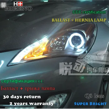 

Hireno Headlamp for 2009-2011 Hyundai Genesis coupe Headlight Assembly LED DRL Angel Lens Double Beam HID Xenon 2pcs