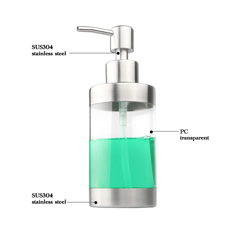 Кухонный диспенсер для мыла для ванной комнаты 12 унций диспенсер для жидкого мыла лосьон из нержавеющей стали головка+ бутылка из АБС-пластика