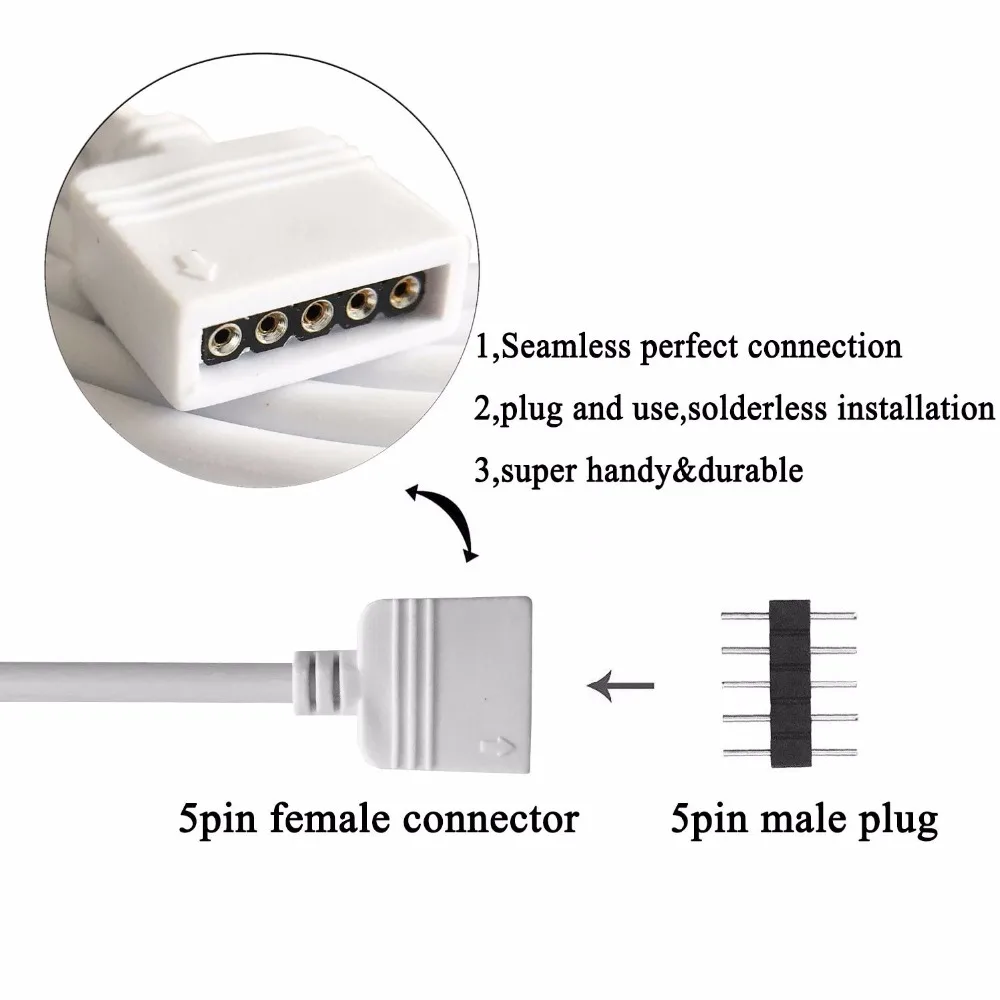 2X RGBW Цвет изменение гибкая светодиодная лента света 5 m Соединитель для удлинителя, 5pin RGBWW светодиодный ленты непаяный адаптер разъем ST266