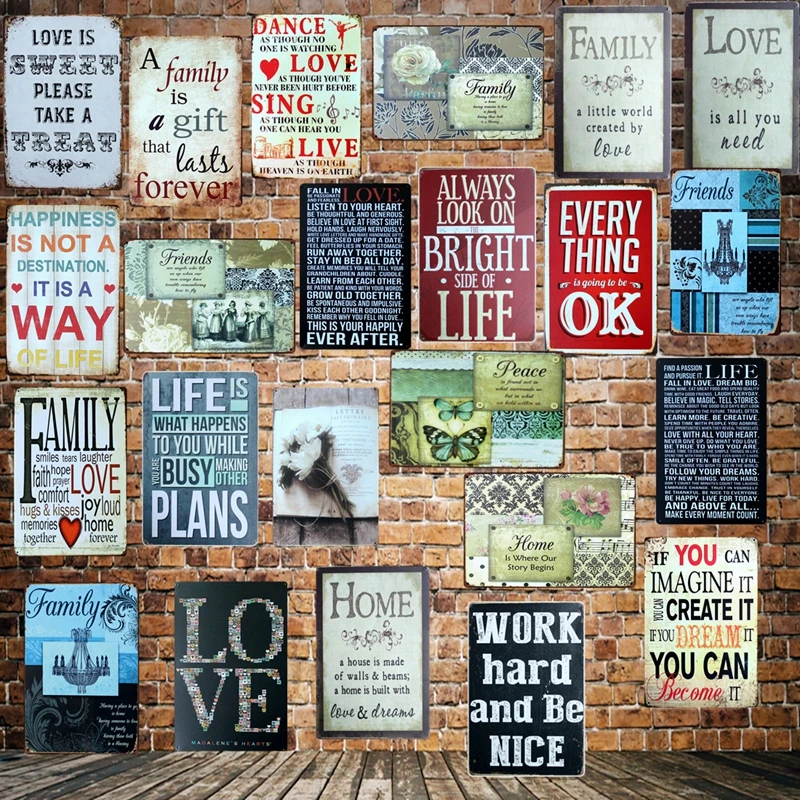 Vintage Phrase Poster Plaque Living Room Bedroom Home Bar Wall Decor You Are My Sunshine You Make Me Happy I Love You Metal Plate Sign