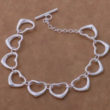 Модные серебряные ювелирные изделия Романтический полый браслет в форме сердца для женщин AB190