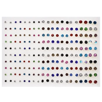 

100pairs/set Mixed Style Rhinestone Crystal Stud Earrings Sets Geometric Round Small Earring For Women Birthday Jewelry Gift