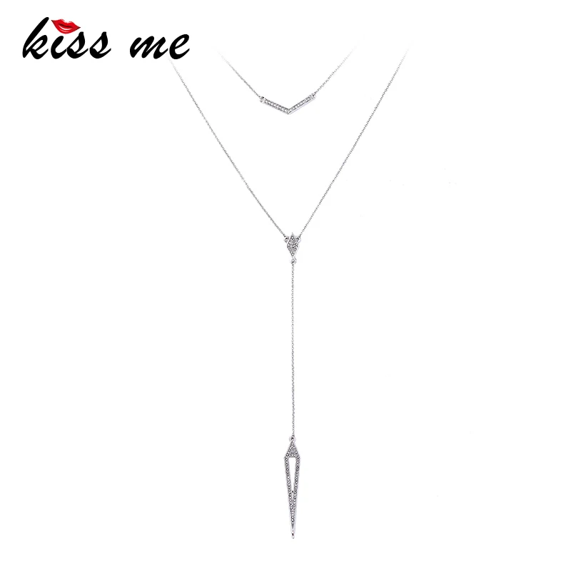 Женские Длинные Подвески KISS ME серебристые металлические цепочки Подарочные