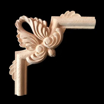 

10PCS Unpainted Decorative Wood Appliques Wood Carved Corner Onlay Applique Door Cabinet Rose Unpainted European Style 11CM 15CM