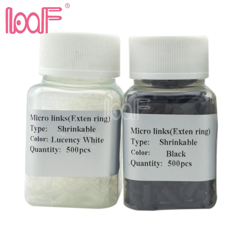 

LOOF 5000pcs 3.5x3.1x10 mm shrinkable HEAT micro Shrink tube Link beads for hair extensions Black Clear