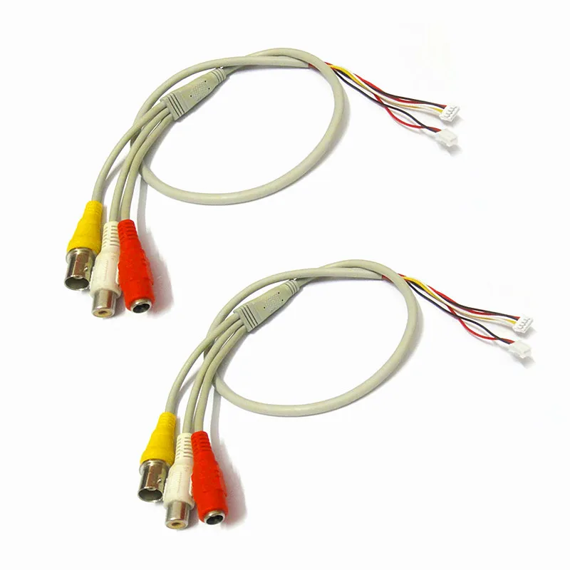2Pcs BNC RCA DC Connector to Stripped Wire end CCTV Power Video Audio Cable with Terminals for