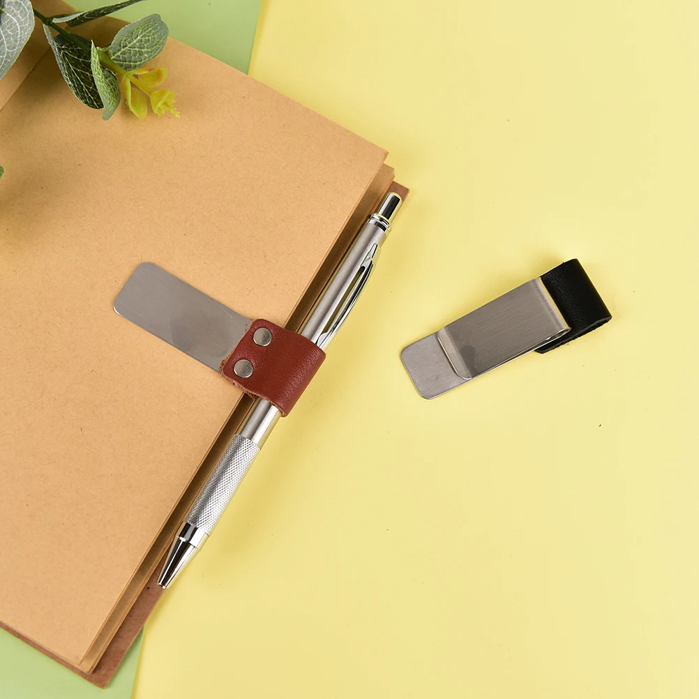 Modern Design Stainless Steel money/Notebook Clip Vintage Leather