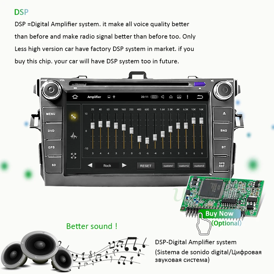 Clearance DSP IPS 4G 64G Android 9.0 AV Output 2 DIN DVD PLAYER For Toyota Corolla 2007 2008 2009 2010 2011 GPS Navigation Stereo Radio 8