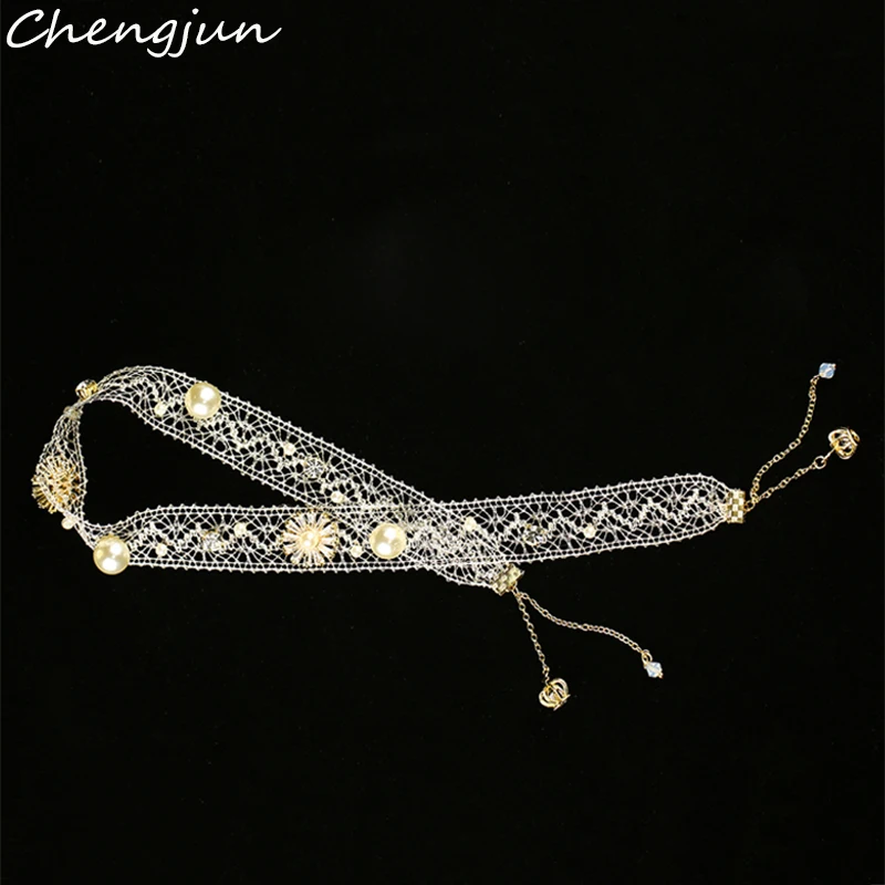 

Chengjun Handmade Pearl Alloy Crystal Wedding Accessories Luxury Elegant Bridal Headband