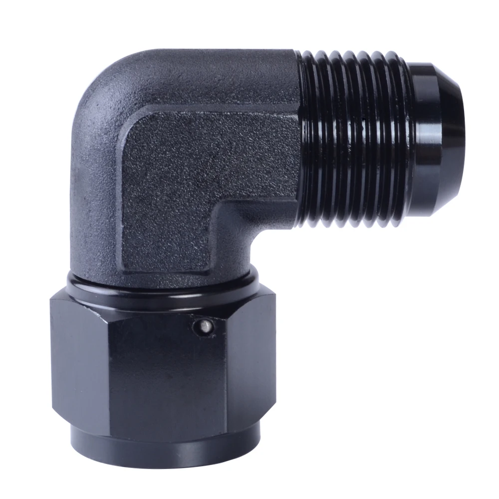 8 AN To 8 AN Female  Swivel Coupler Union Adapter Fitting Black 90 Degree Male