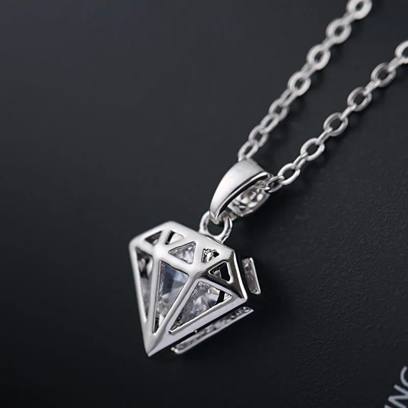 Новинка, модное серебряное ожерелье с подвеской геометрической формы, Кристальное кубическое ожерелье Zorcon Hloow Out для женщин, модное ювелирное изделие