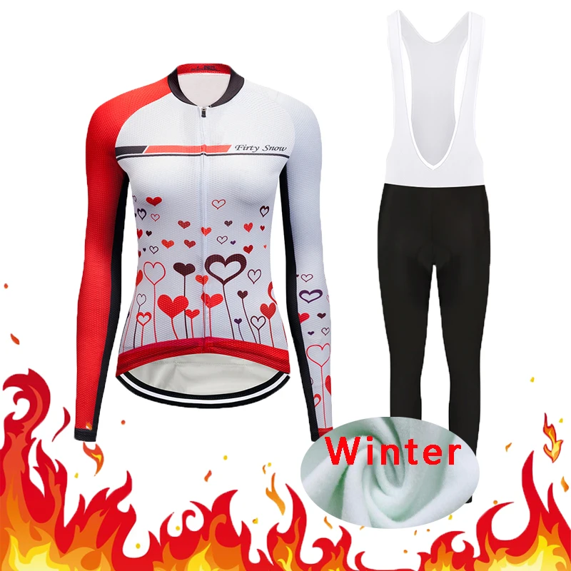 Женская зимняя гоночная велосипедная одежда из теплого флиса для велоспорта, комплект одежды для шоссейного велосипеда, женская униформа