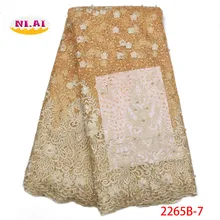 

African Beaded Lace Fabric 2018 Embroidered Nigerian Net Laces Fabrics Bridal High Quality French Tulle Lace Fabric XY2265B-7