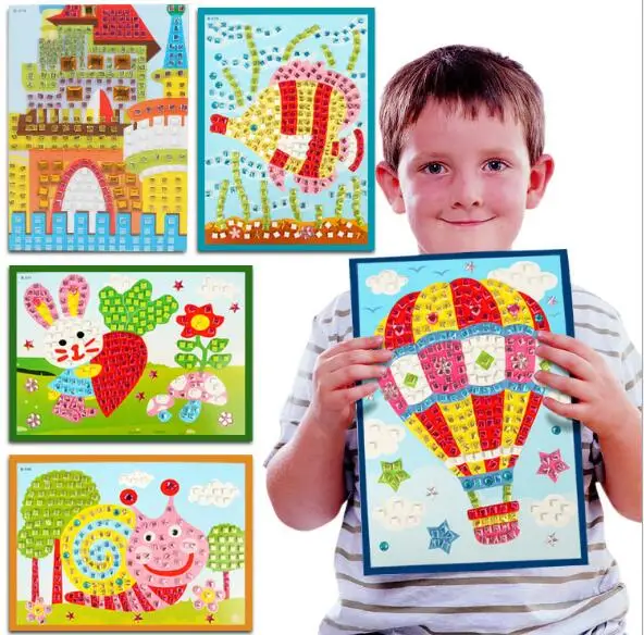 

1pcs Handmade 3D Children Puzzle DIY Foam Mosaic Stickers Art EVA Cartoon Crystal 3D Sticker Creative Educational Toys For Kids