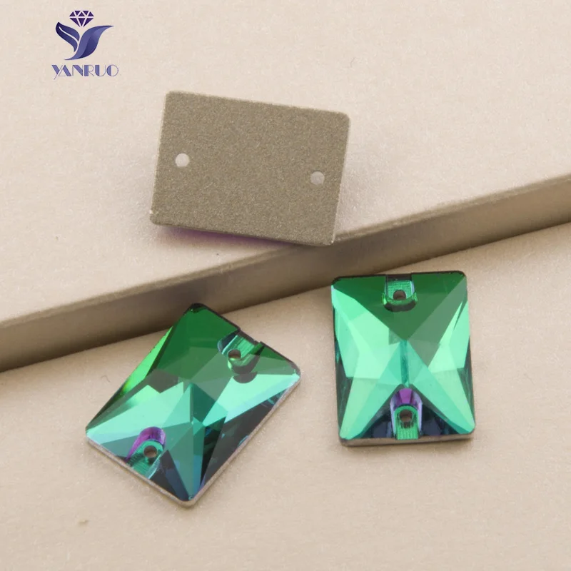 

YANRUO 3250 Rectangle Emerald Bulk Rhinestones Sew On Stones Flatback Rhinestones Sewing Dress For Crystals Clothing