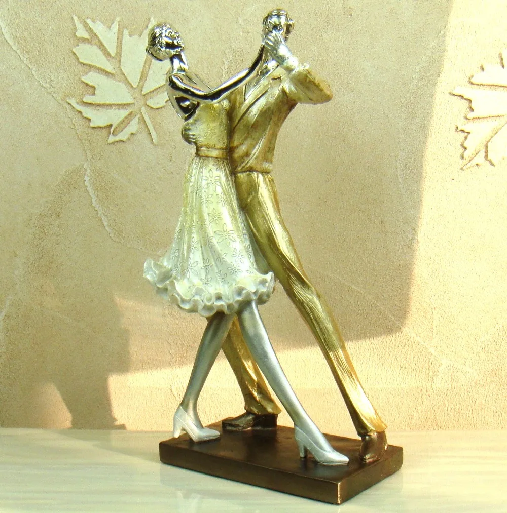 Graceful Waltz Dancing Couple Statue Handmade Resin Ball Lovers