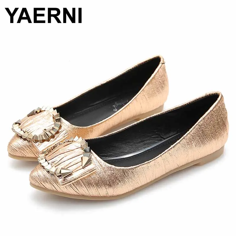 

YAERNI Ladies Slip On Loafers Summer Flats Silver Gold Womens Shoes Breathable Comfortable Spring Casual Single Shoes
