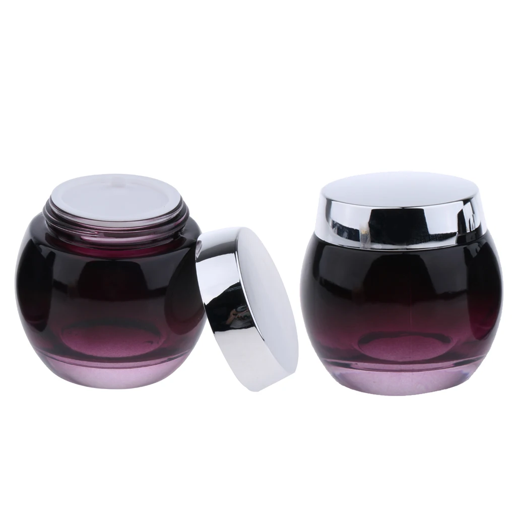 2Pcs 120g Glass Mask Jar Cream Containers Cosmetic Empty Can Sample Bottle - Purple Gradient Bottle Body - Refillable/Reusable