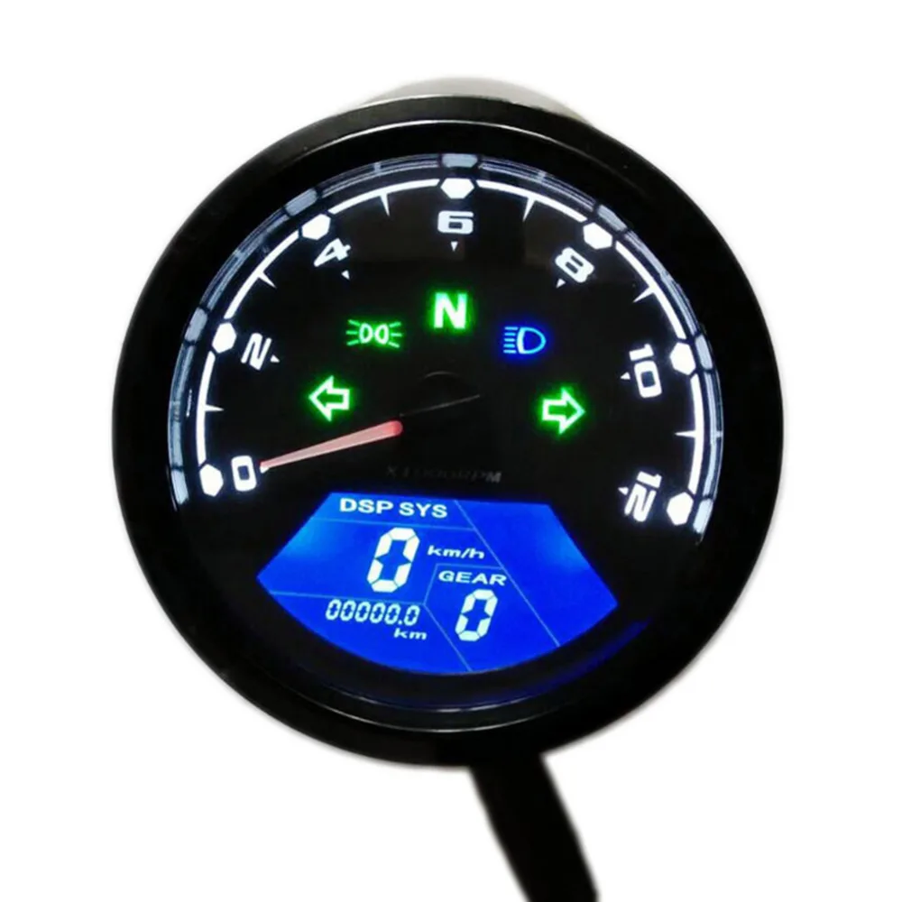 ABS Material 12000RPM LCD Digital Motorcycle Speedometer Odometer Tachometer F24 Cylinders
