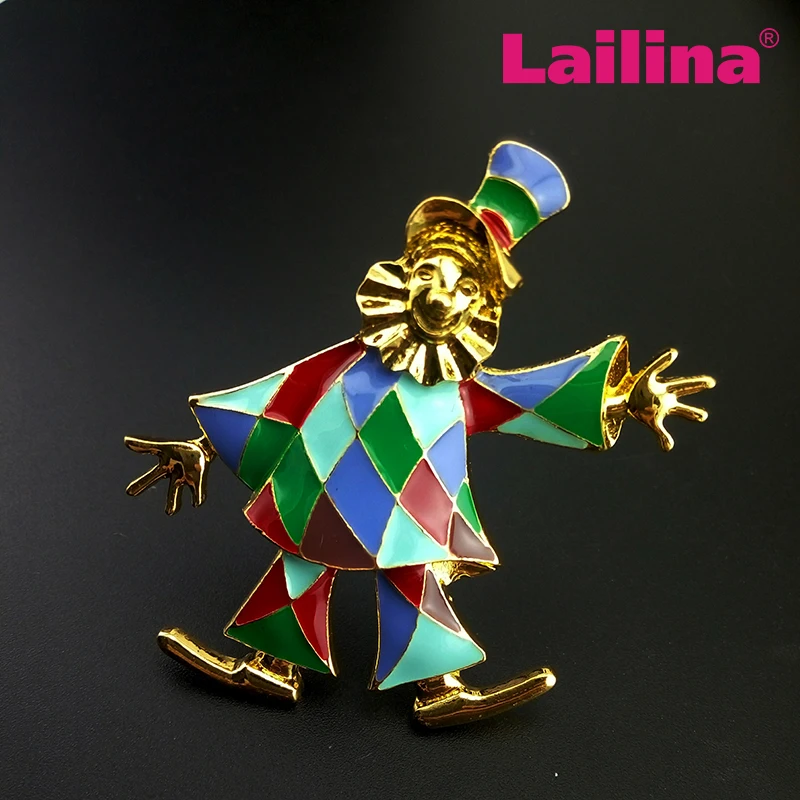 

Vintage Popular Enamel Clown Brooch, Gold Tone Multi Color Figure Clown Brooch For Kids Brooches