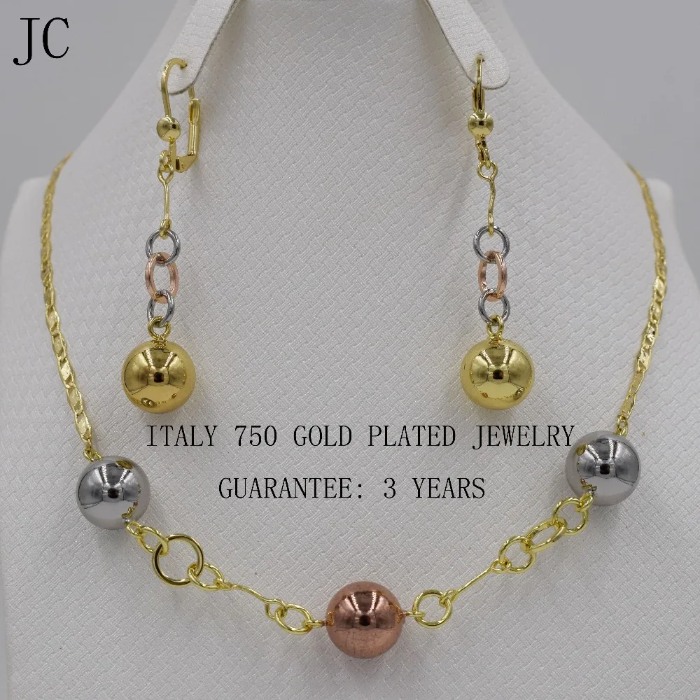 Fashion high quality Real Gold Plated Jewelry Set Italy 750 gold Plated