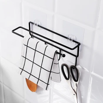 

Household Towel Hook Kitchen Rag Hanging Storage Rack Free Punch Row Hooks Bathroom Wall Hanging