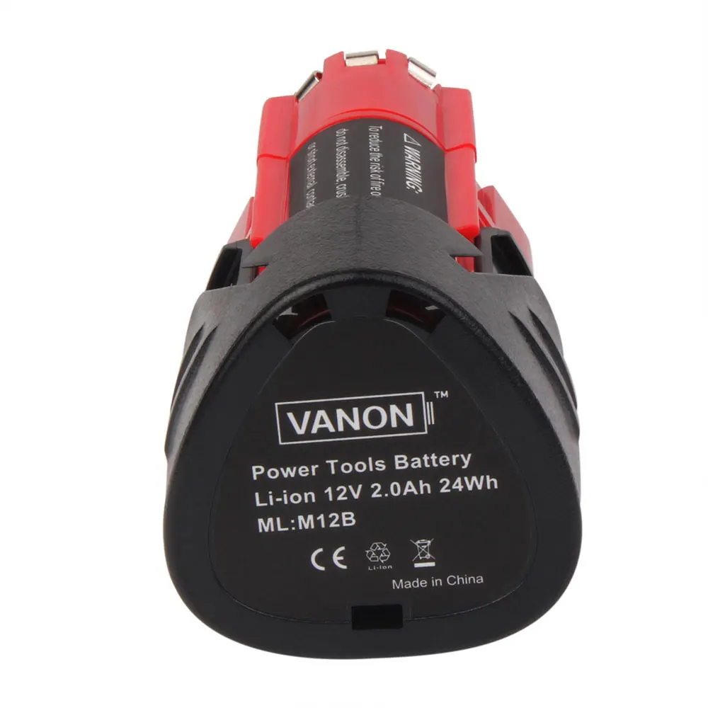 Сменный литий ионный аккумулятор VANON для MILWAUKEE M12B 12 В 2000 мАч 2 0 Ач 48 11 2401