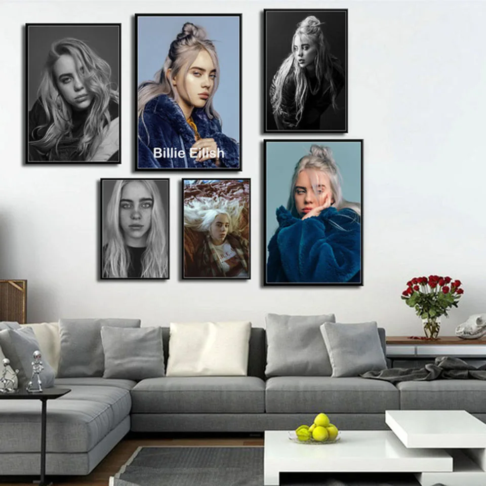 

Art Painting Printed Modular Nordic Cafe Posters Pop Music Hot Star Billie Eilish Singer Canvas Wall Pictures Fashion Home Decor