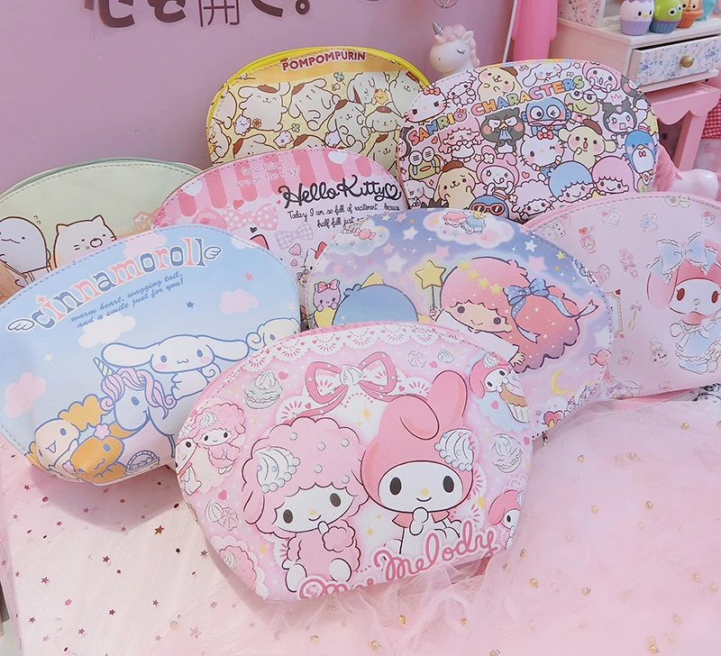 Мультяшная косметичка Sanrio, Hello Kitty My Melody Cinnamoroll Dog Little Twin Star, Милая женская косметичка для хранения, косметичка для девочек, подарок