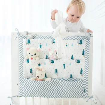 

Baby Bed Hanging Storage Bag Cotton Crib Organizer For Newborn Baby Bedding Set Cartoon Pattern Baby Cot Toy Diaper Pocket