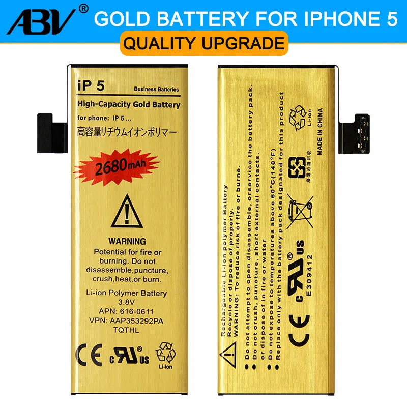 ABV хорошее качество батарея ip5G Золотая батарея для мобильного телефона для Apple iphone 5 iphone 5 5G батарея Новинка